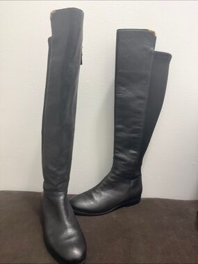 Cole Haan women’s Black Leather knee high Boots - Pebbled Finish size 7.5